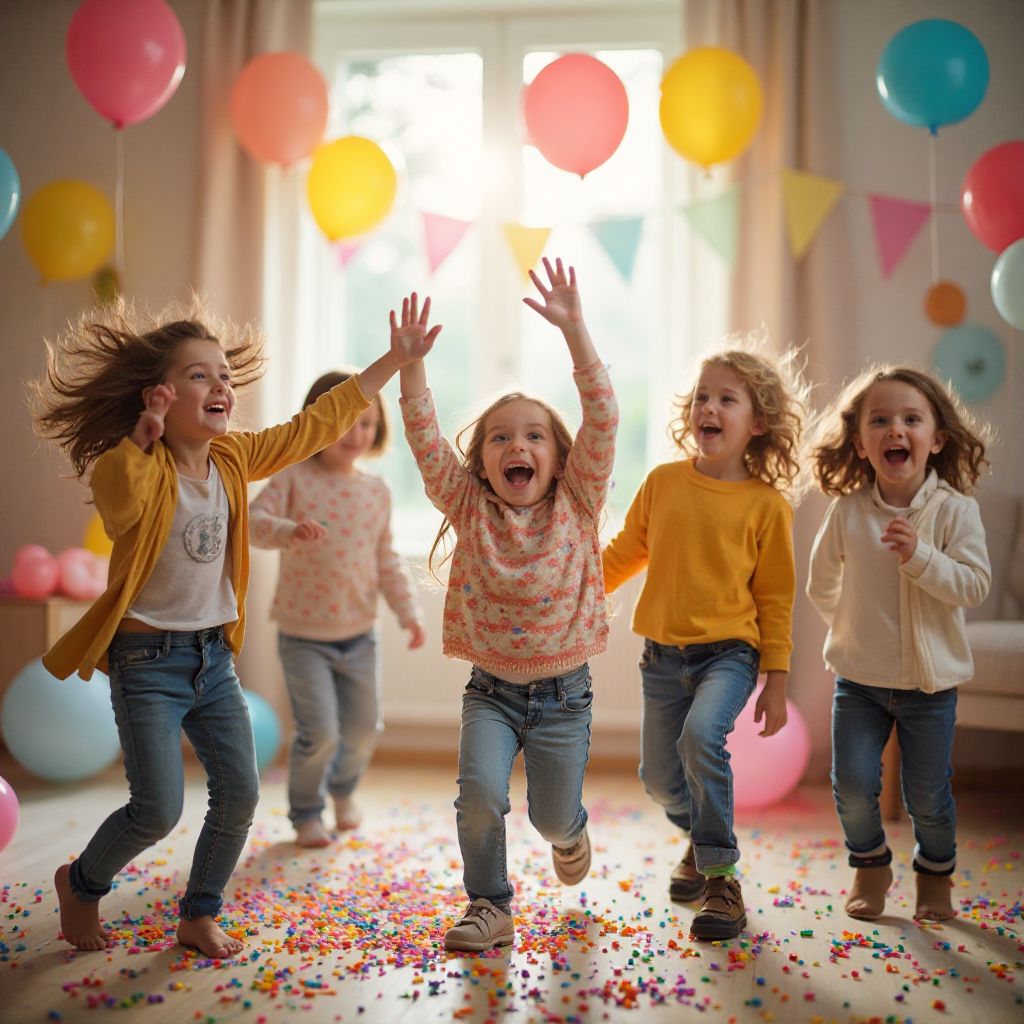 Children playing at colorful party